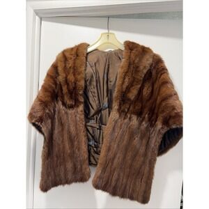 Vintage Ranch Mink Stole Warm Brown Good Condition Satin Lined Collared 1950's